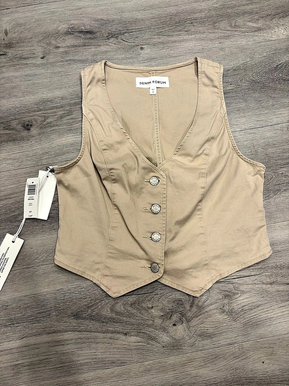 Denim Forum Women's Button-Front Vest Brown Small NWT
